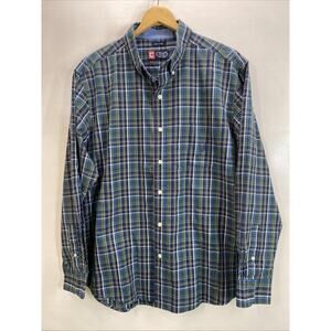 Vintage Chaps Ralph Lauren Plaid Button Down Shirt Men XL 50 Green